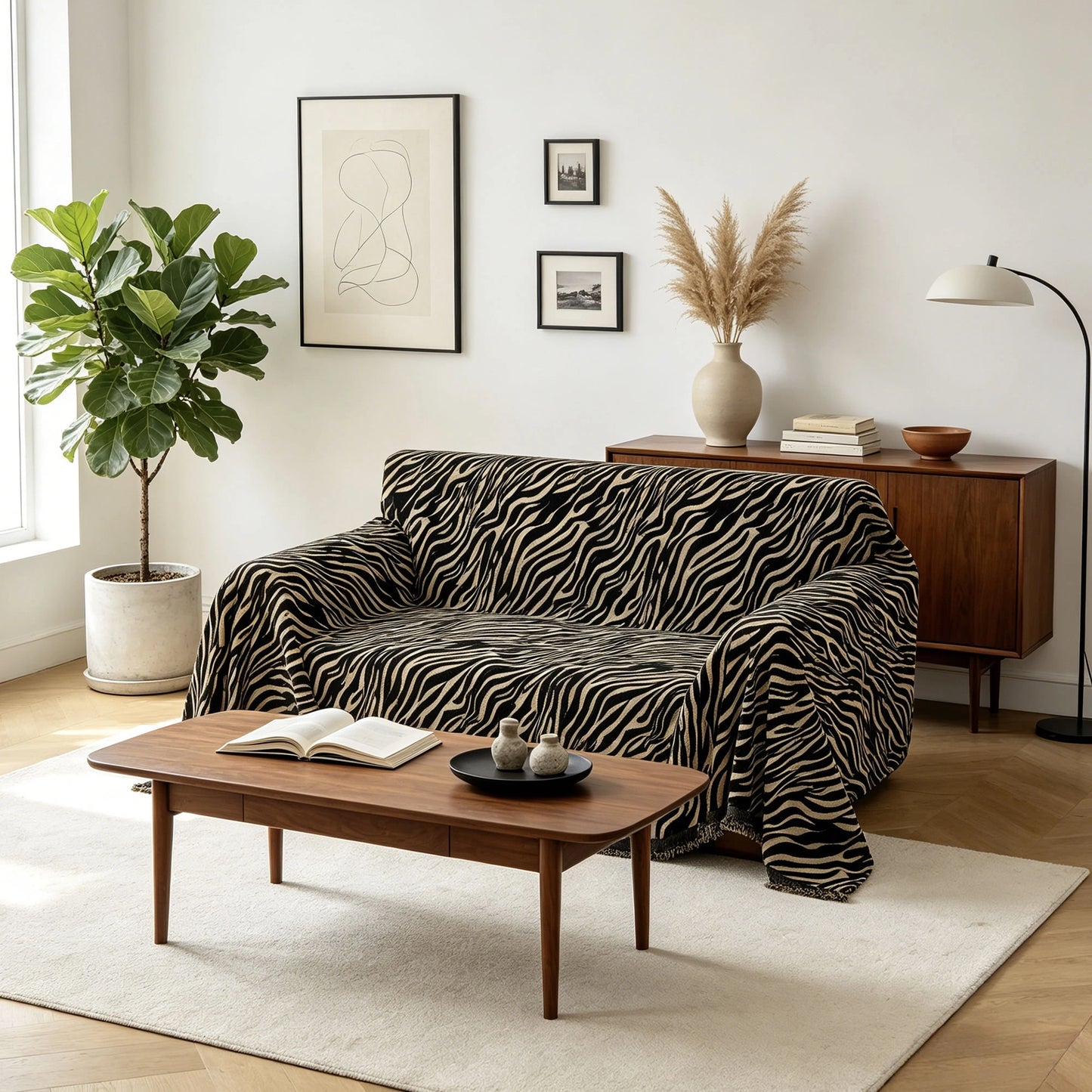 Zebra Print Chenille Throw
