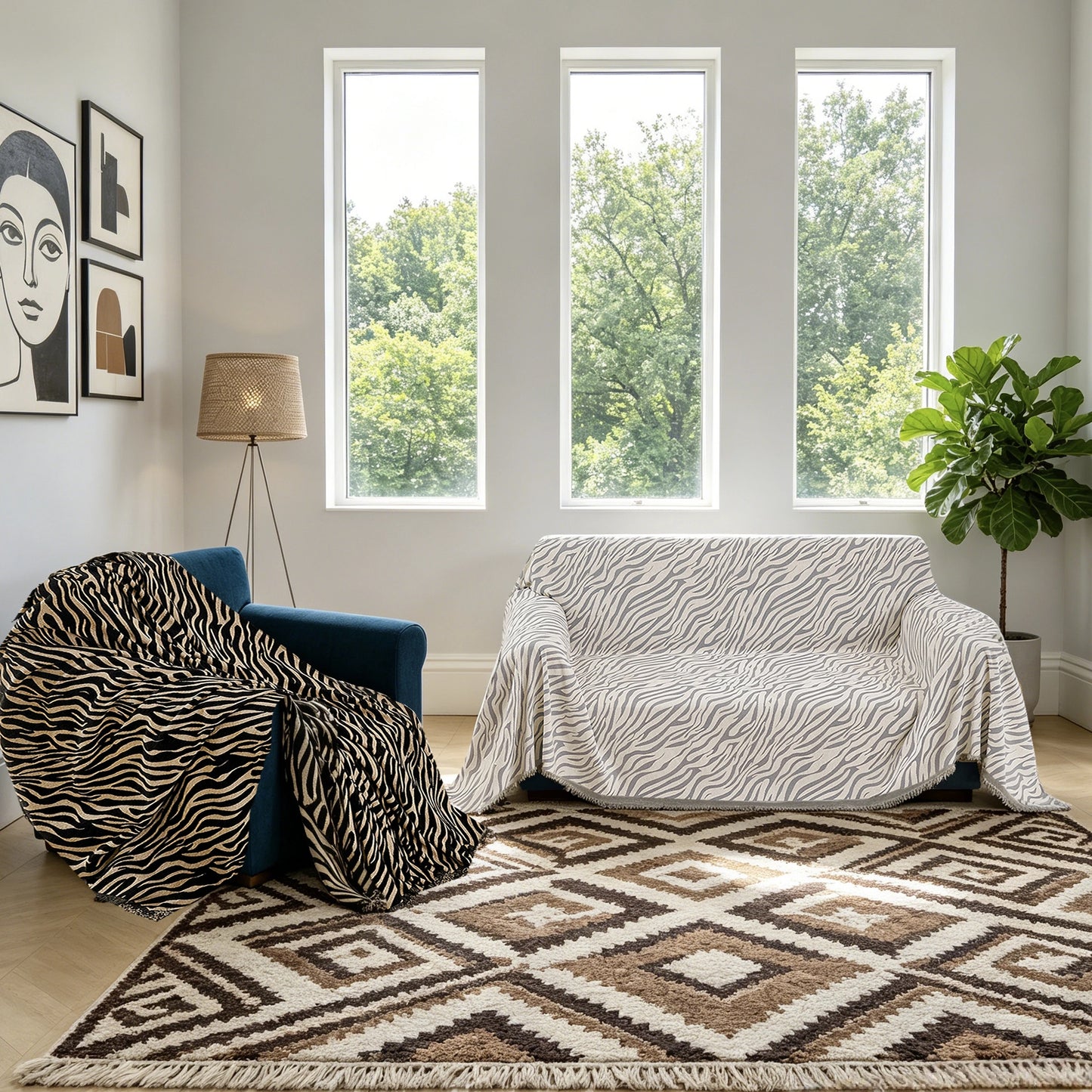 Zebra Print Chenille Throw